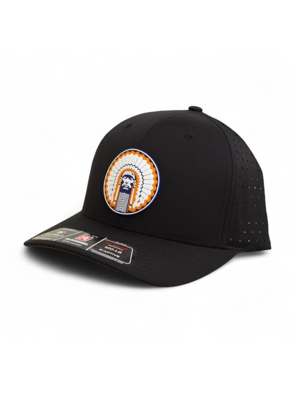 Illinois Fighting Illini Chief Illiniwek 3D Laser Perf R-Flex Cap- Black